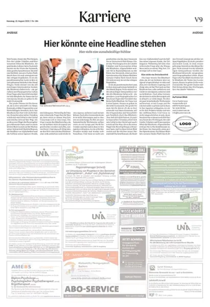 Rubriken-Aufmacherformat im Bild/Text-Stil