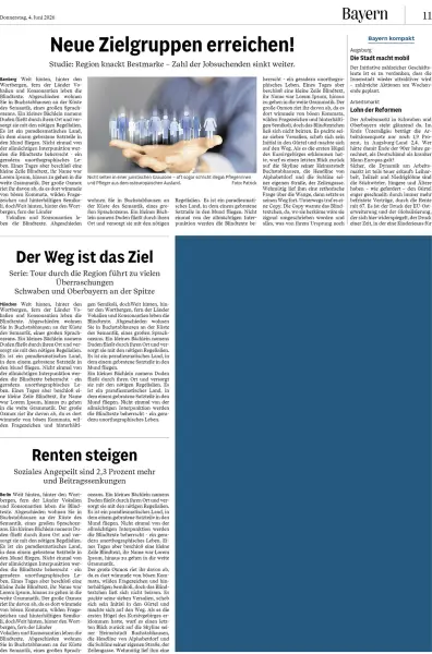 Eckfeld-Anzeige (3 Textspalten)